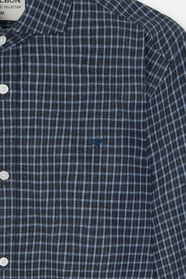 Silbon Camisa esportiva xadrez Azul