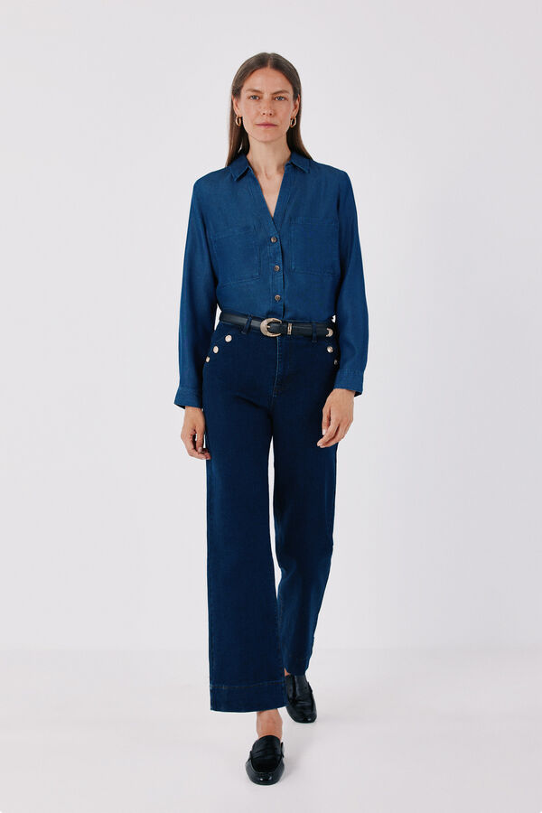 Cortefiel Tencel denim shirt Blue