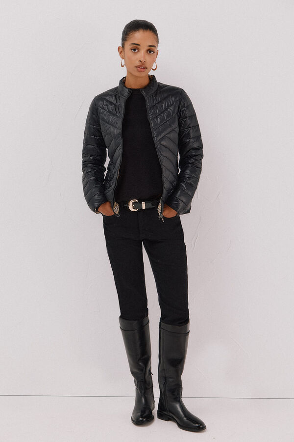 Cortefiel Reversible feather bomber jacket Black