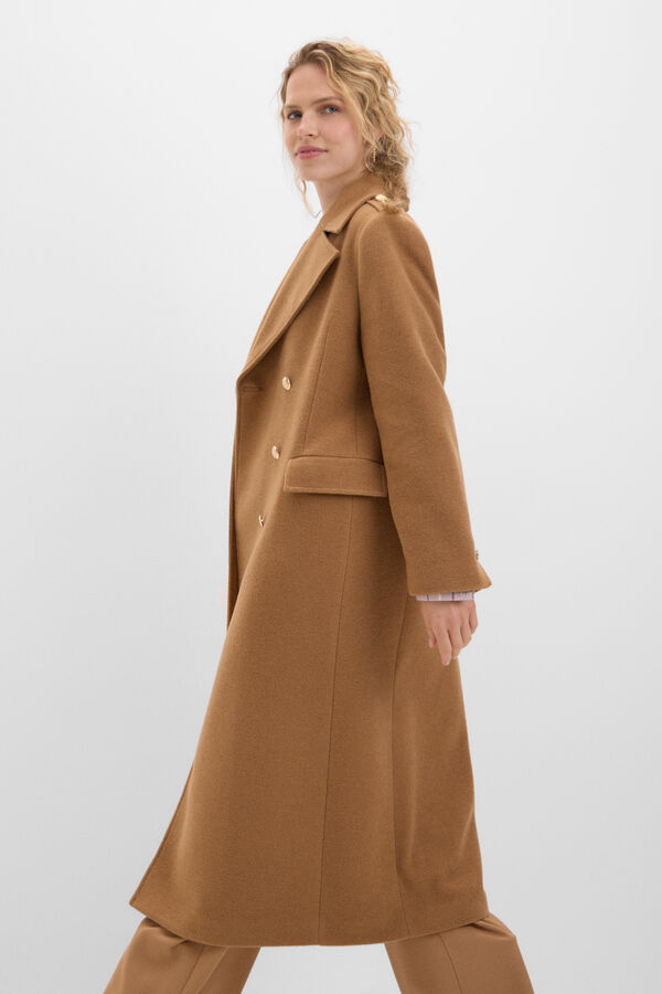 Cortefiel Long military coat Ivory