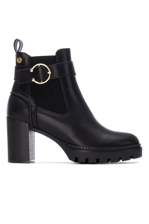 XTI Botins de salto estilo Chelsea Preto