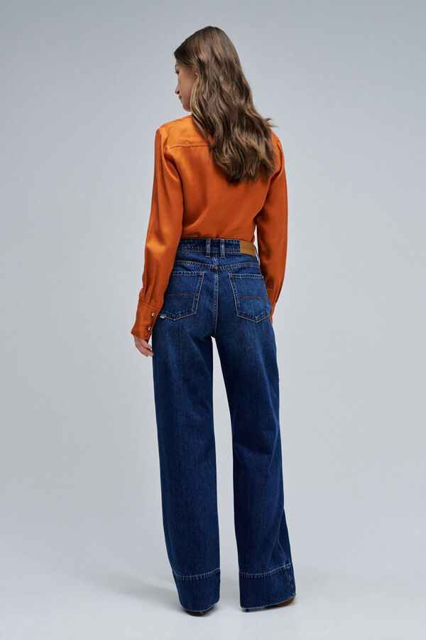 Salsa Jeans Calça jeans de perna larga com bainha alta Azul