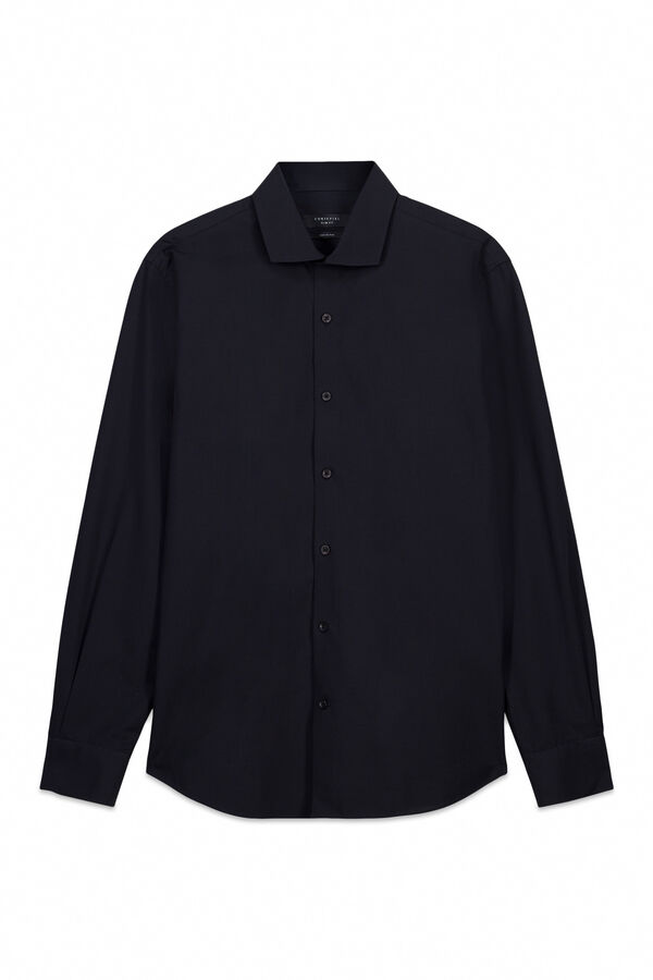 Cortefiel Slim fit easy-iron ottoman dress shirt Black