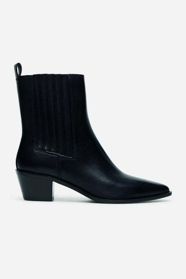 Cortefiel Botín elastico piel Negro