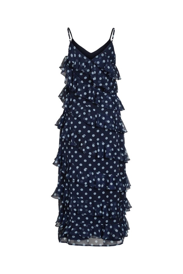 Vila Vestido comprido de festa com folhos Azul