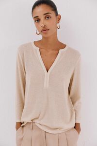 Cortefiel Lurex mandarin collar t-shirt