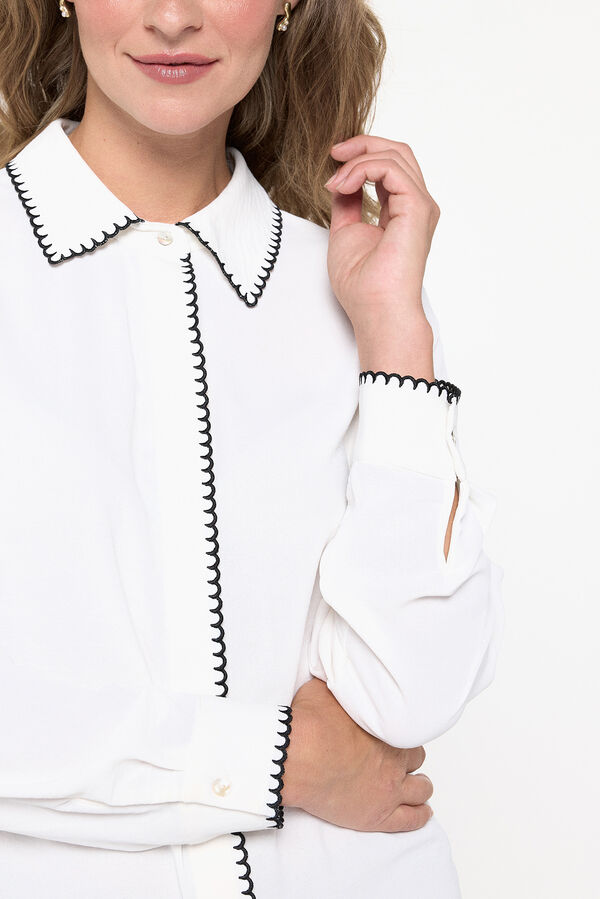 Cortefiel Shirt with embroidered detail  White