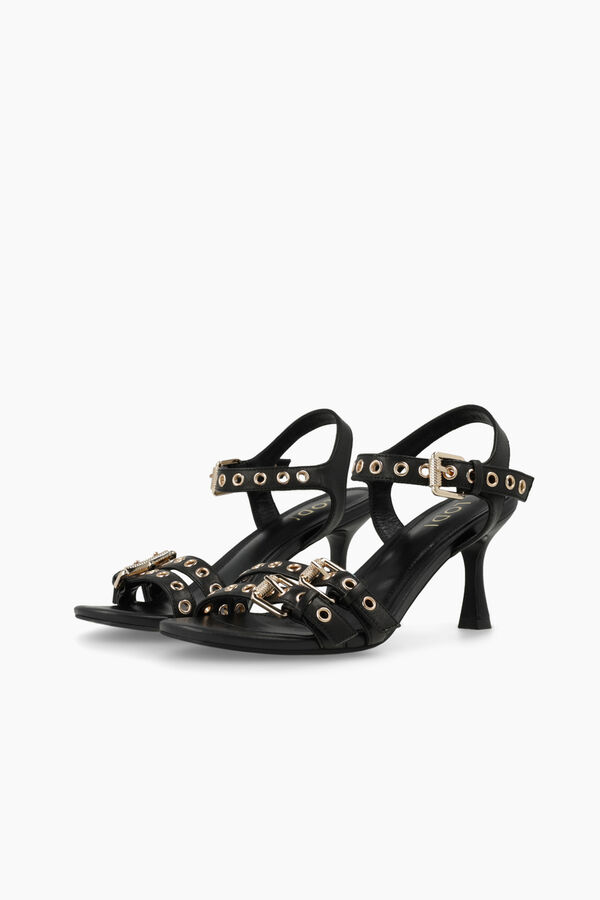 Lodi Sand&aacute;lias de mulher em pele Preto