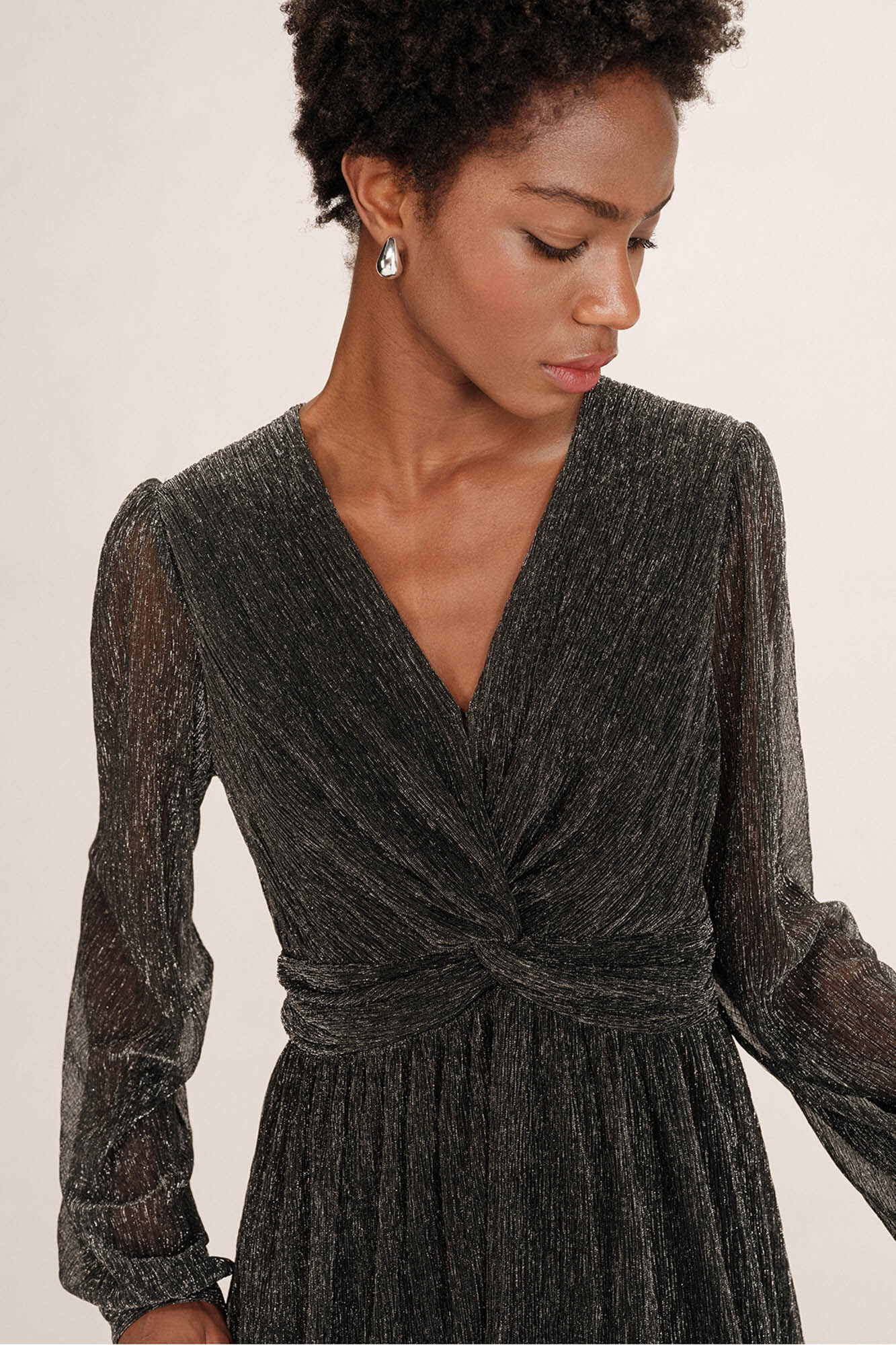 Grace & Mila Vestido curto de chiffon com lurex