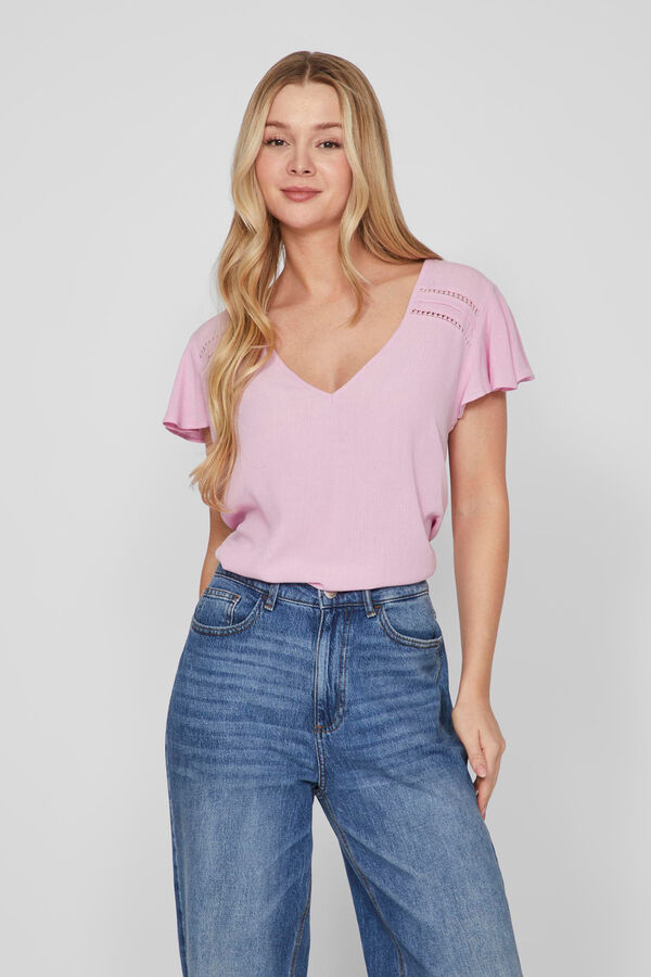 Cortefiel Low cut blouse Lilac