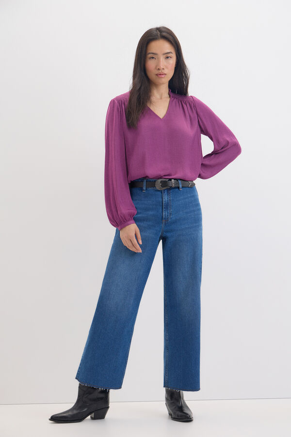 Cortefiel Blusa acetinada fluída Roxo