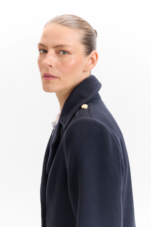 Cortefiel Long military coat Navy