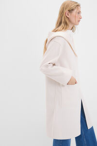 Cortefiel Lightweight fabric hooded coat Ivory