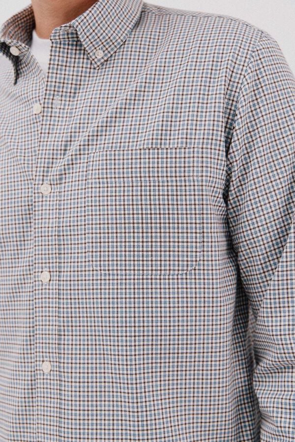 Cortefiel Checked twill shirt Blue