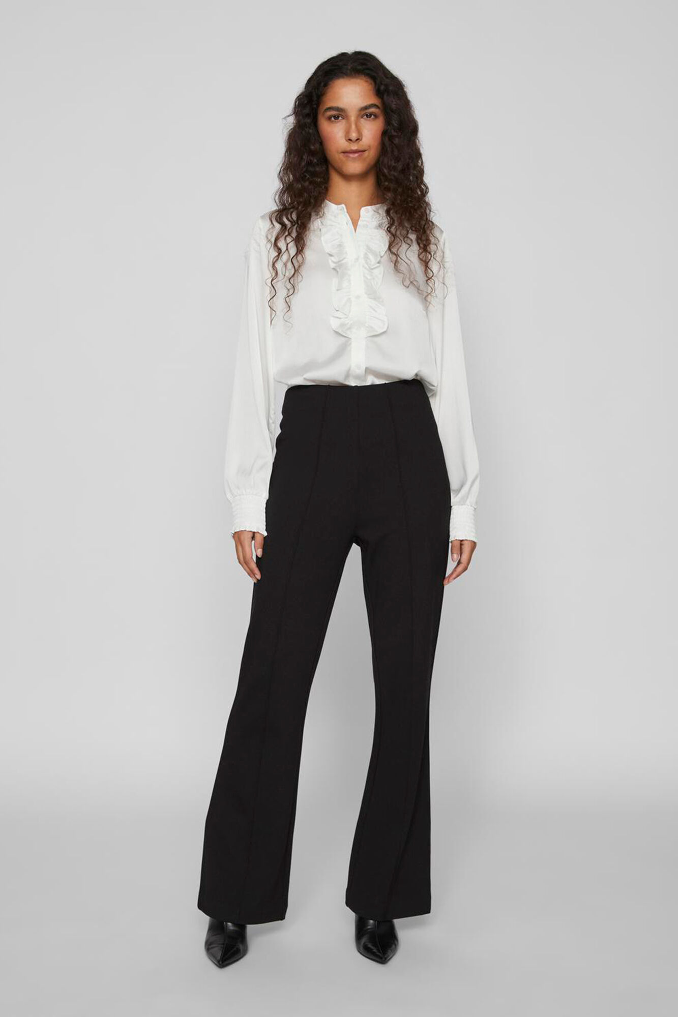 Pantalon campana cintura alta elastica Pantalones de mujer Cortefiel
