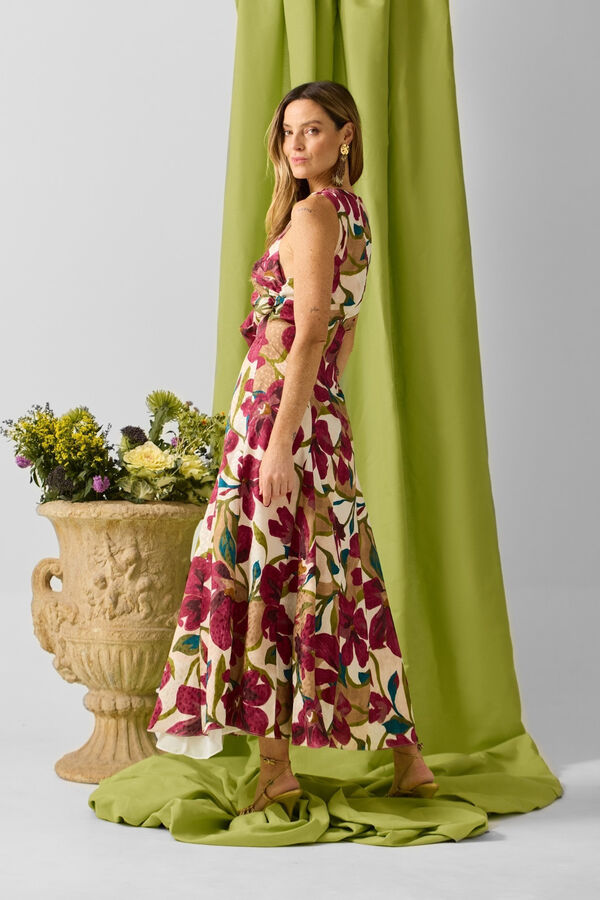 Silbon Vestido floral com halter e coleção de eventos Multicolorido