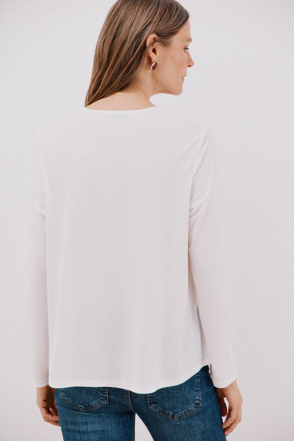 Cortefiel Top fluido pliegue Marfil