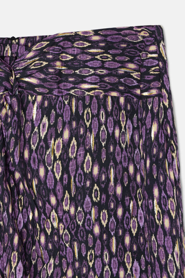 Silbon Ikat print midi skirt with slit Purple