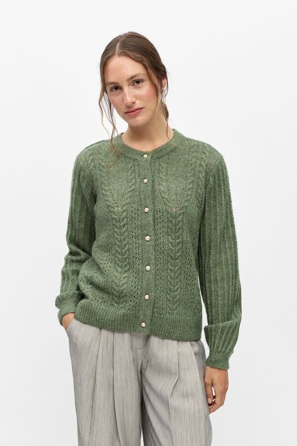 Object Openwork knit cardigan Green