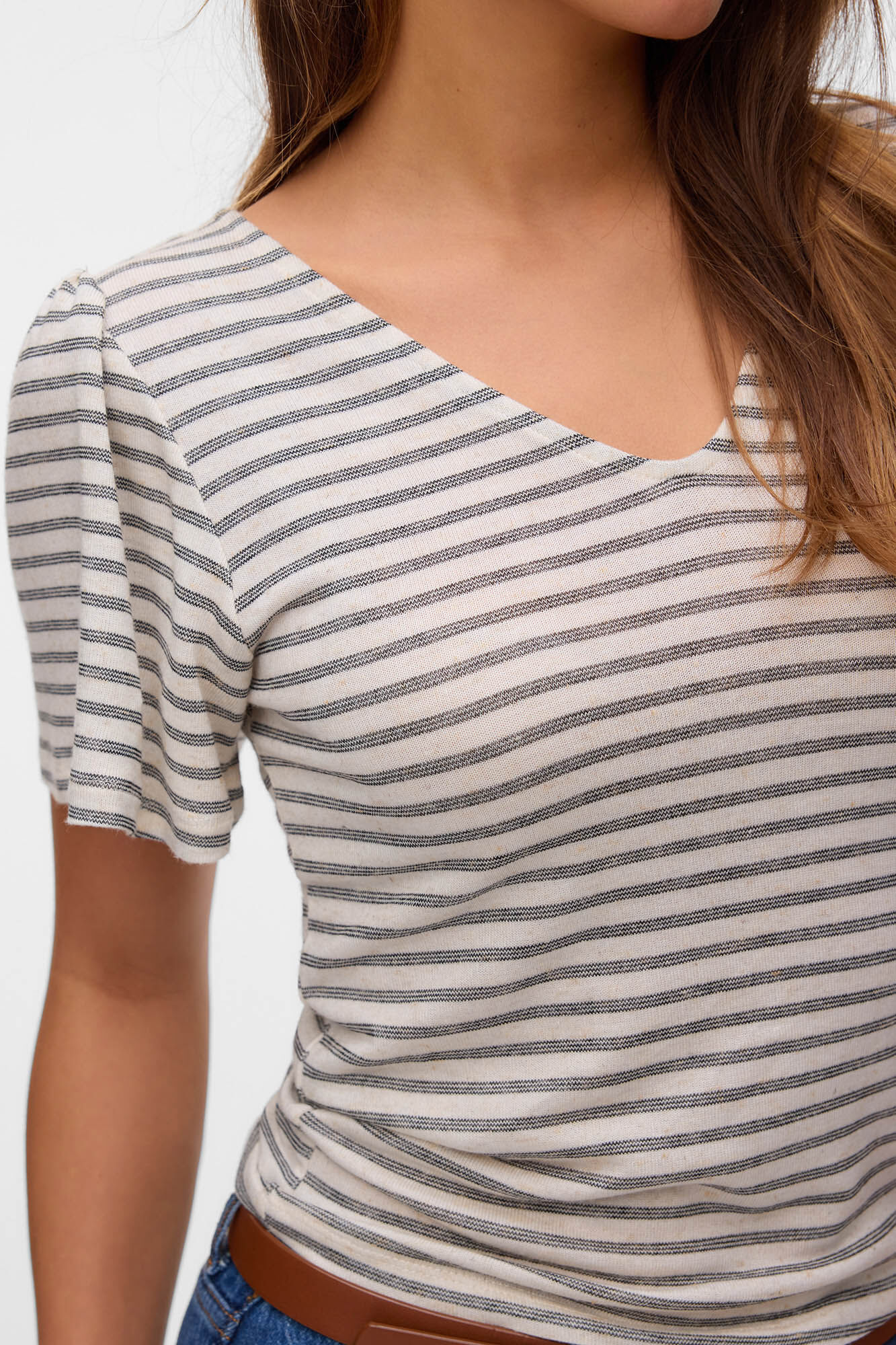 Vero Moda Camiseta riscas com mangas sino