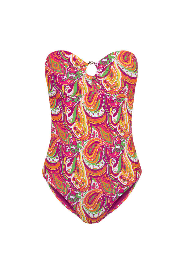 Cortefiel Sculpting swimsuit with bandeau neckline Multicolour