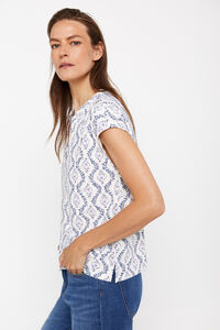 Cortefiel Knit top with openwork Printed white