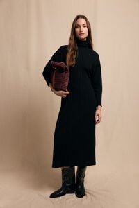 Slowlove Vestido cuello alto canalé