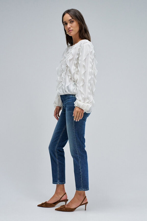 Salsa Jeans Blusa com babados Ecru