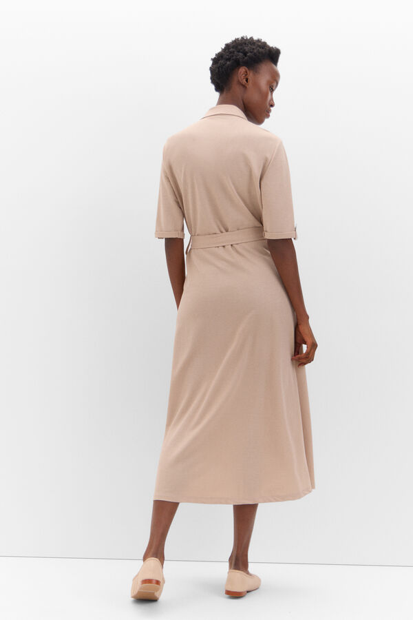 Cortefiel polo shirt dress in piqué jersey-knit Nude