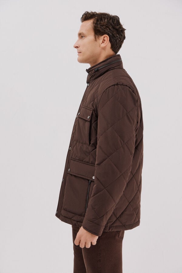 Cortefiel Diamond quilted jacket Dark brown