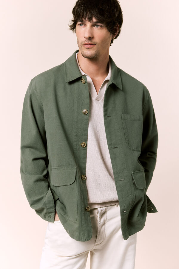 OOTO Sobrecamisa algod&oacute;n lino Kaki
