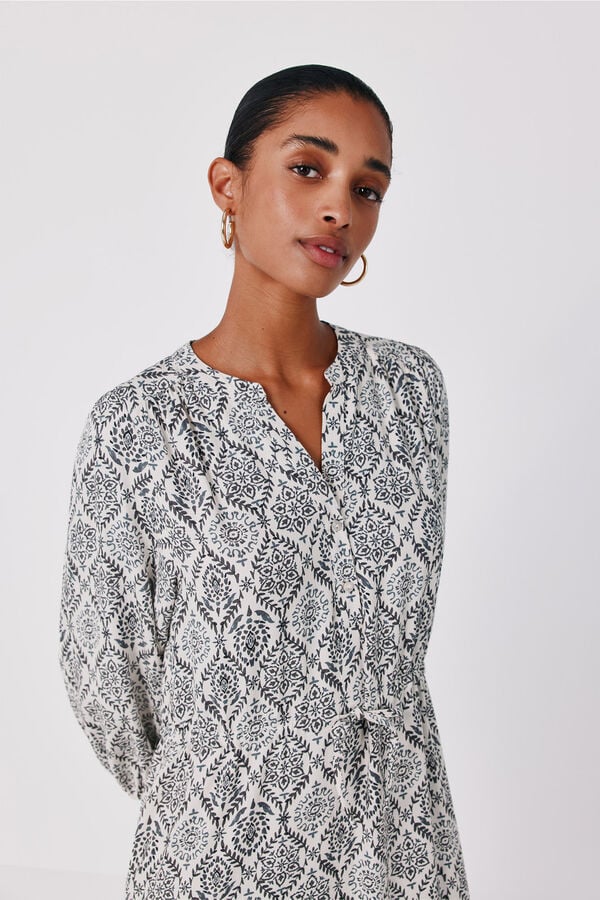 Cortefiel Printed flared dress Printed white