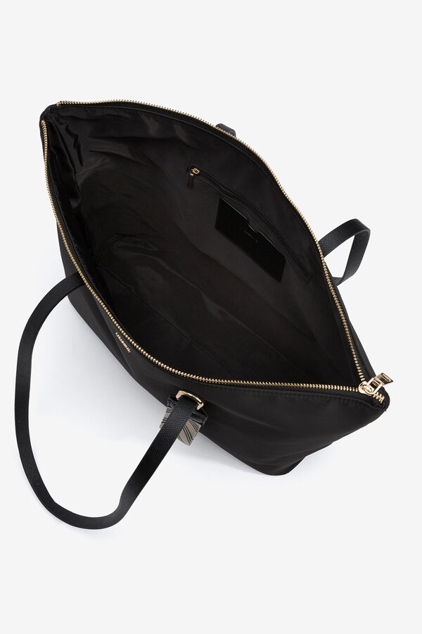Cortefiel Shopper bag with appliqué Black