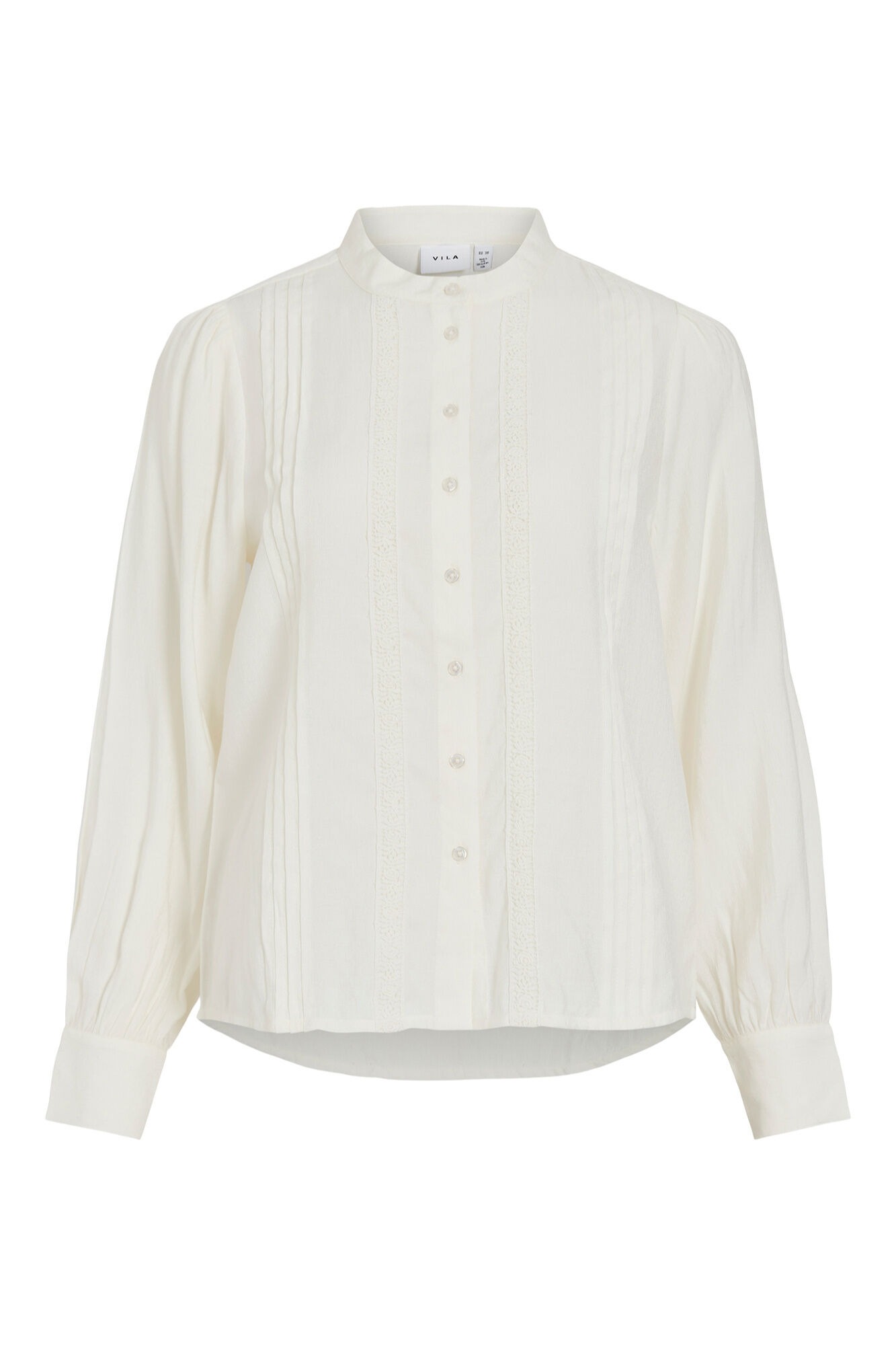 Vila Blusa com detalhes plissados e renda