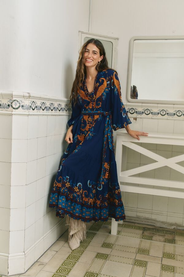 Jaase Vestido maxi fluido Azul