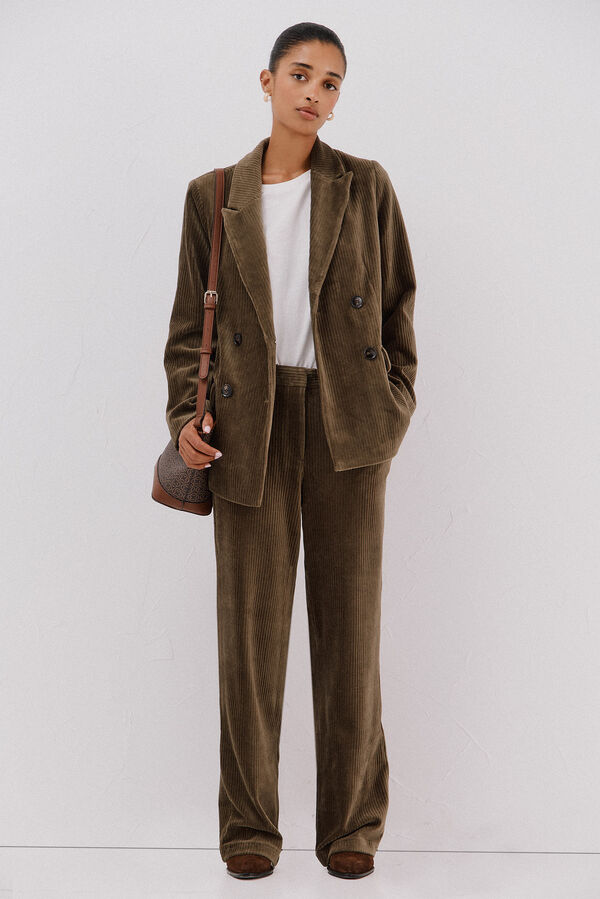 Cortefiel Blazer de mujer cruzada de pana Verde