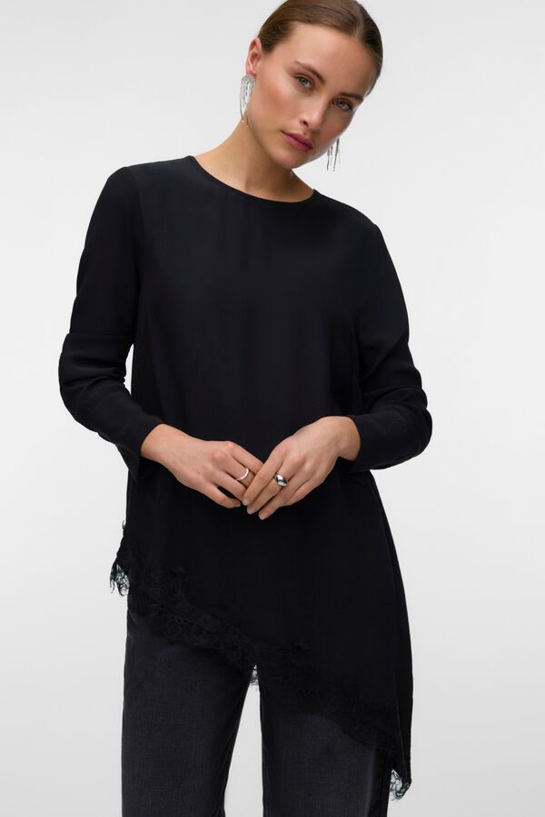 Vero Moda Top assim&eacute;trico com renda Preto