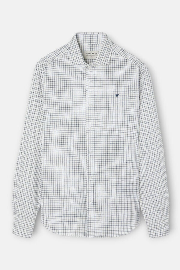 Silbon Camisa esportiva xadrez bicolor Cinzento