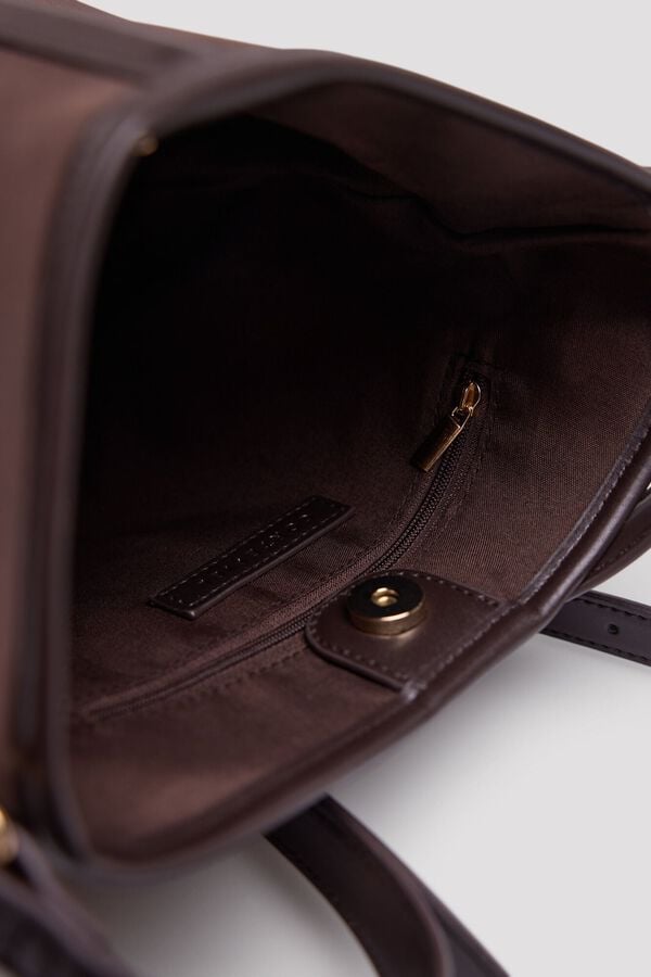 Cortefiel Bucket crossbody bag Dark brown