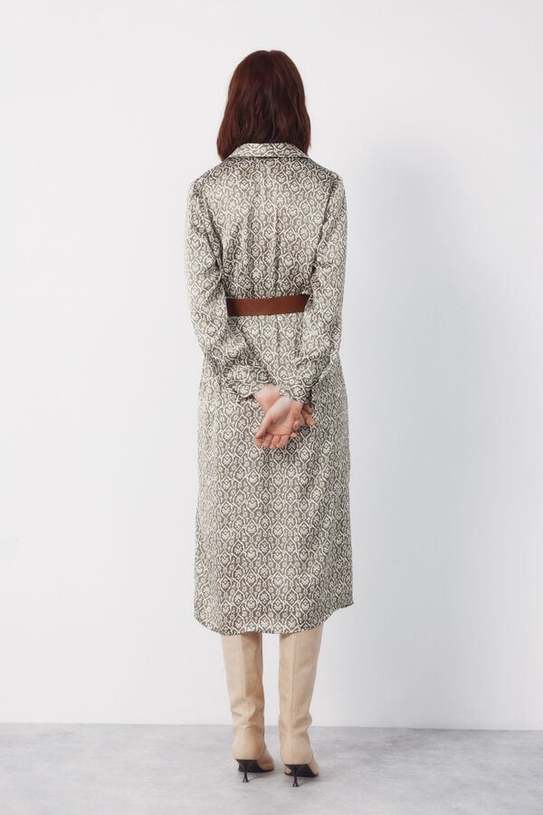 Cortefiel Satin shirt dress Printed green