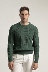 PuroEGO Suéter Aran com gola redonda Verde