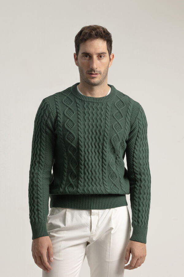 PuroEGO Suéter Aran com gola redonda Verde