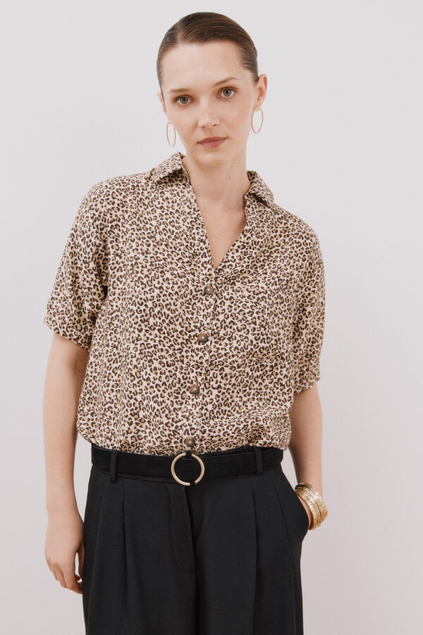 Cortefiel Animal print shirt Printed white