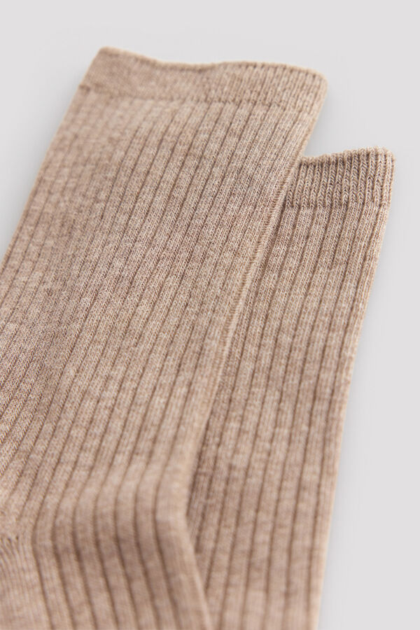 Cortefiel Ribbed long socks Blue