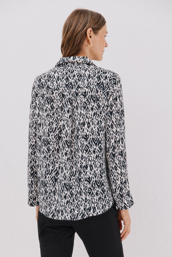 Cortefiel Pleated shirt Printed white