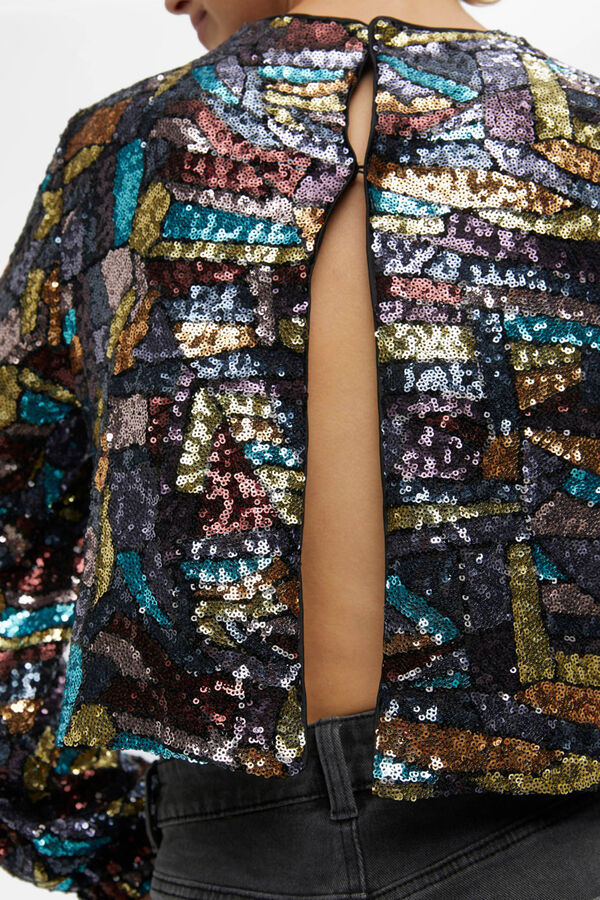 Object Top lantejoulas de manga comprida Castanho