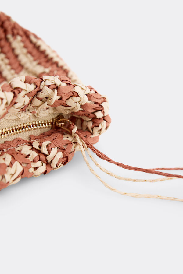 Slowlove Bolso pouch rafia Estampado marr&oacute;n