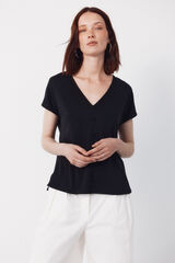 Cortefiel V- buttons neckline v Black