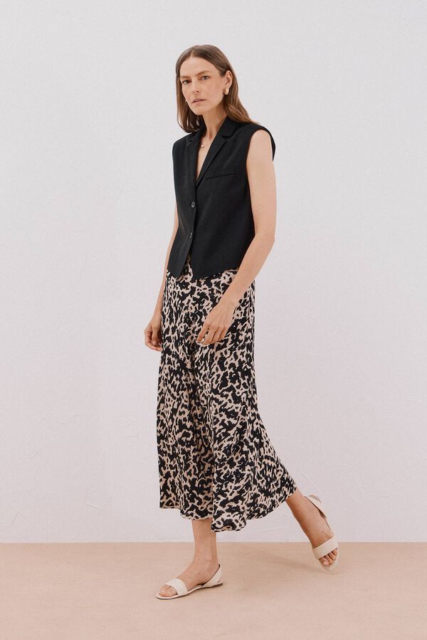 Cortefiel Printed circle skirt Printed white