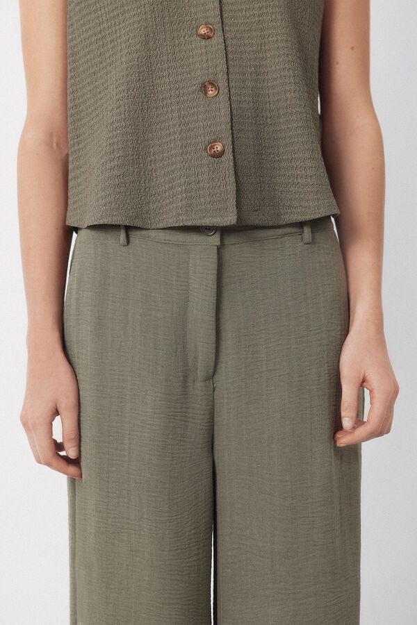 Cortefiel Textured pants Kaki